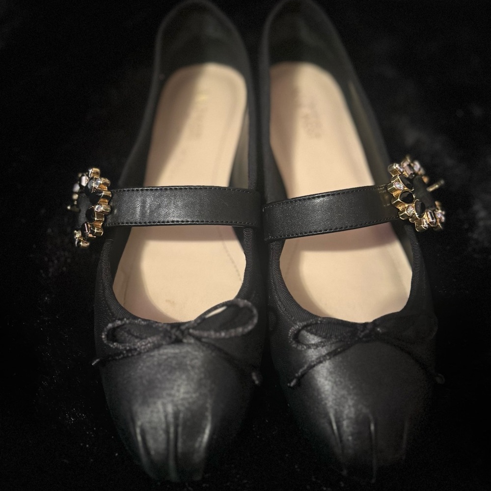 Nine West Black Embellished Flats with Mary Jane Strap